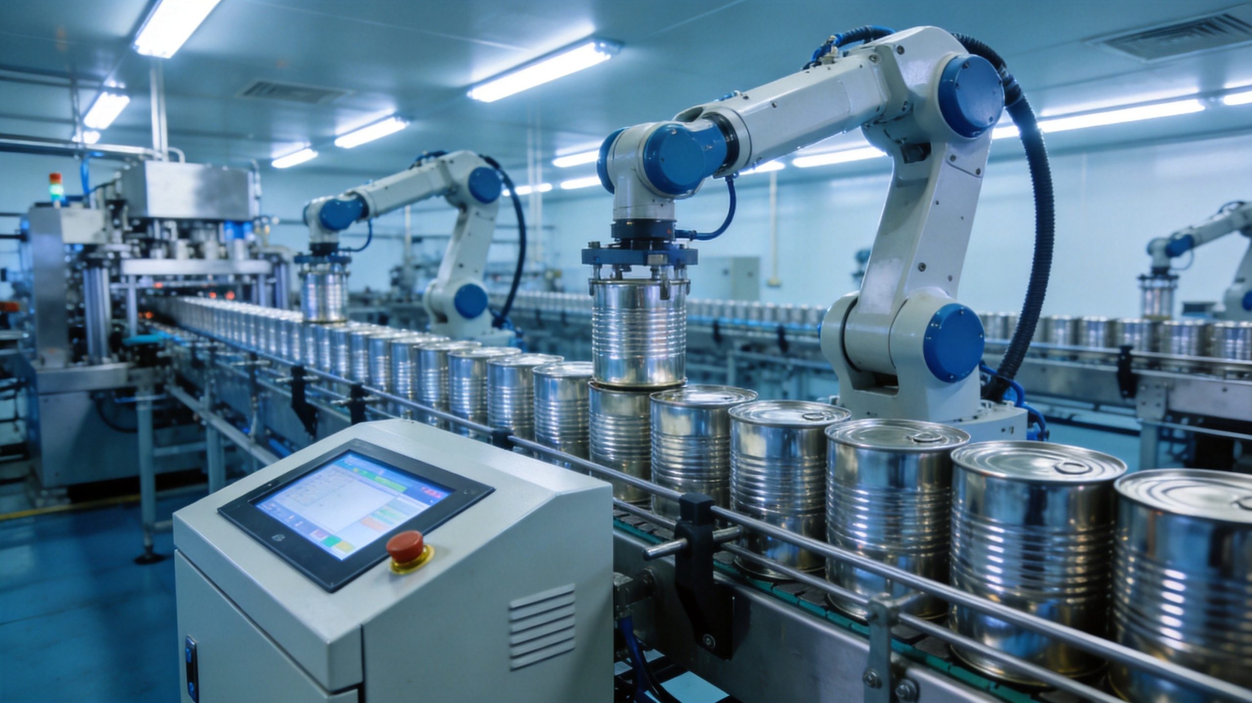 Yongxin automatic can making machine, fully automated PLC + HMI + machine-vision can production line for tinplate metal cans 1L-25L, 30-80 CPM